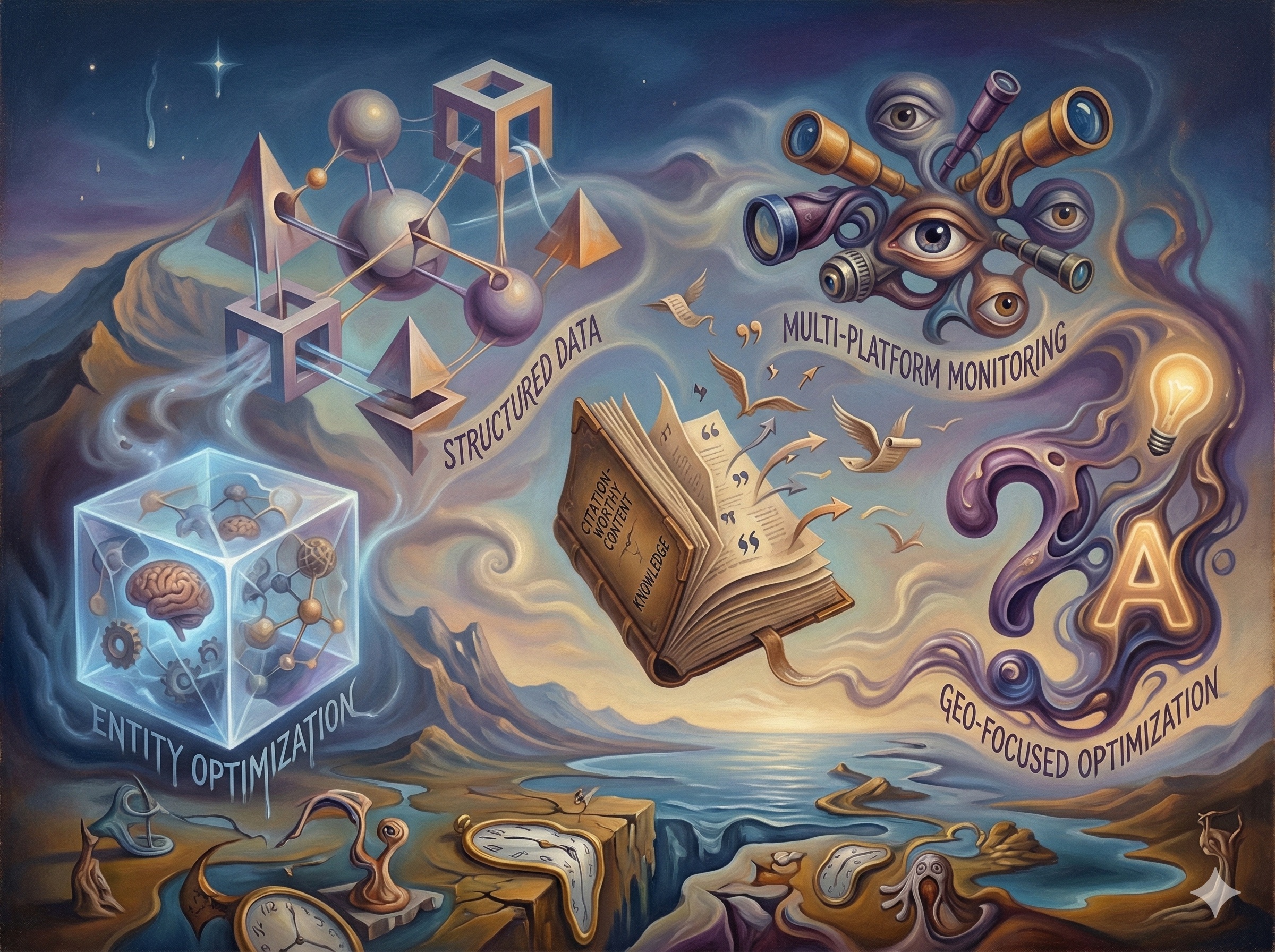 Five AI visibility strategies illustration