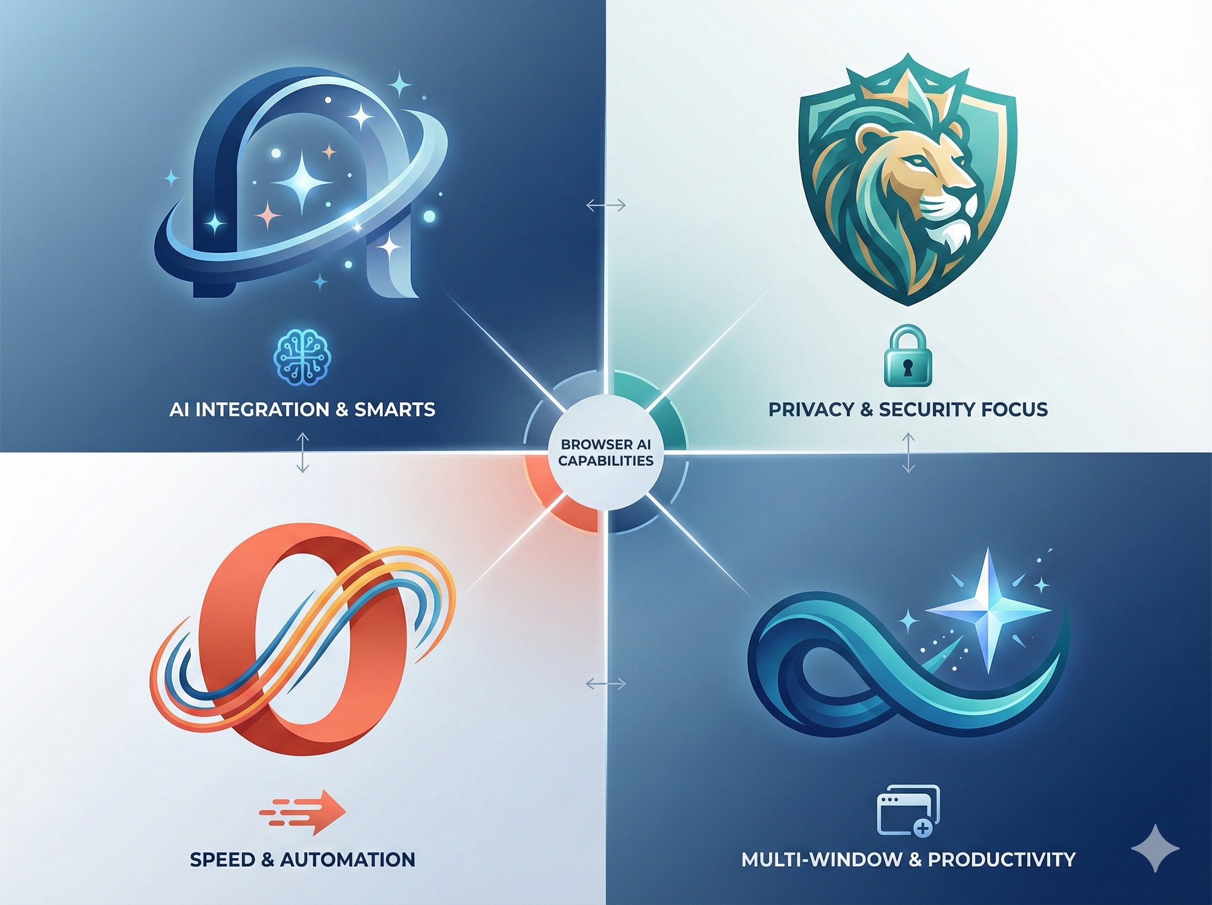 Comparison of four agentic AI browsers - Arc, Brave Leo, Opera Aria, Edge Copilot