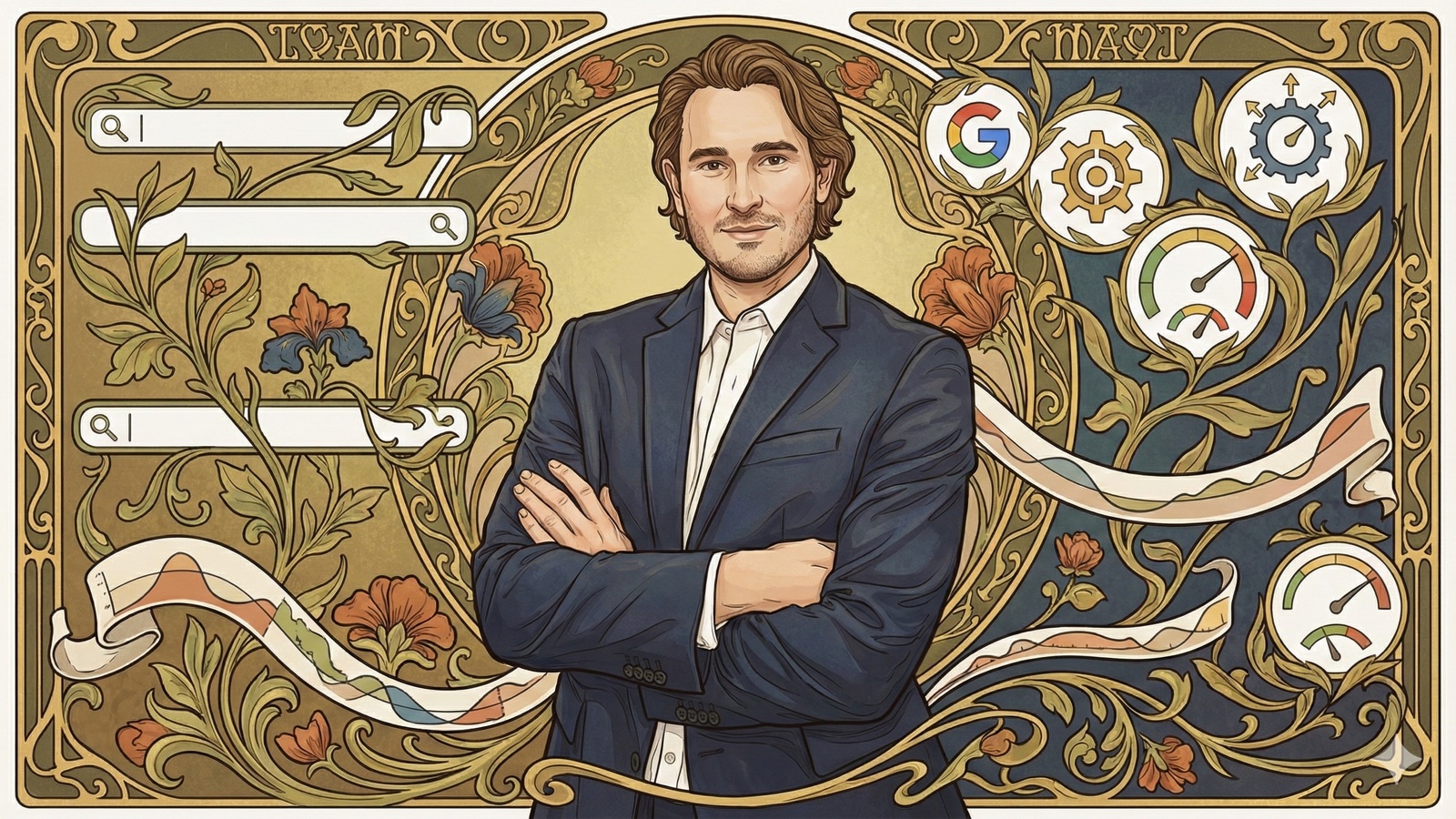 Art Nouveau-style illustration representing the 2024 Google Webmaster Report