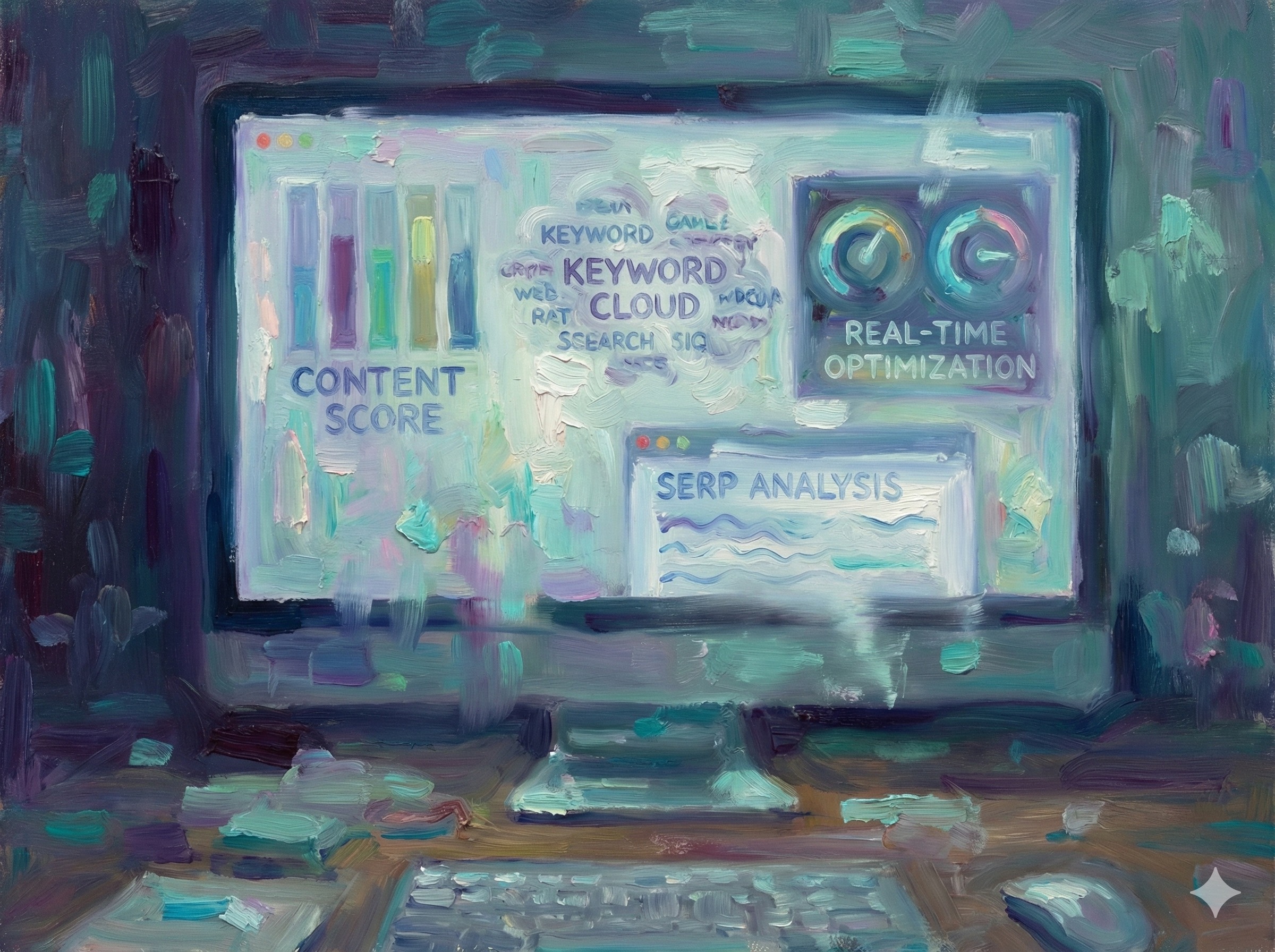 Content optimization dashboard showing scoring and analysis