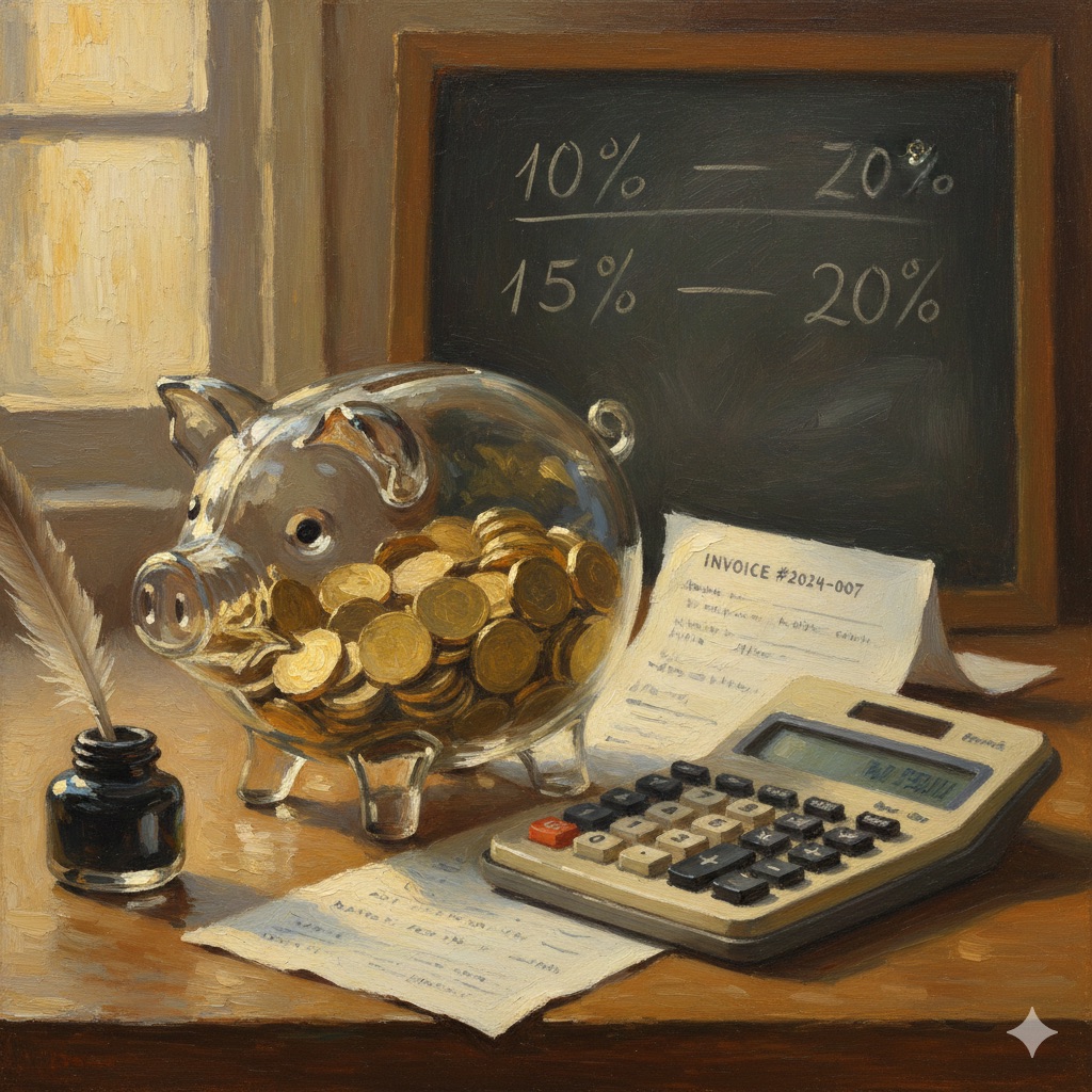 Google Ads agency pricing models with coins, calculator, and percentage tiers
