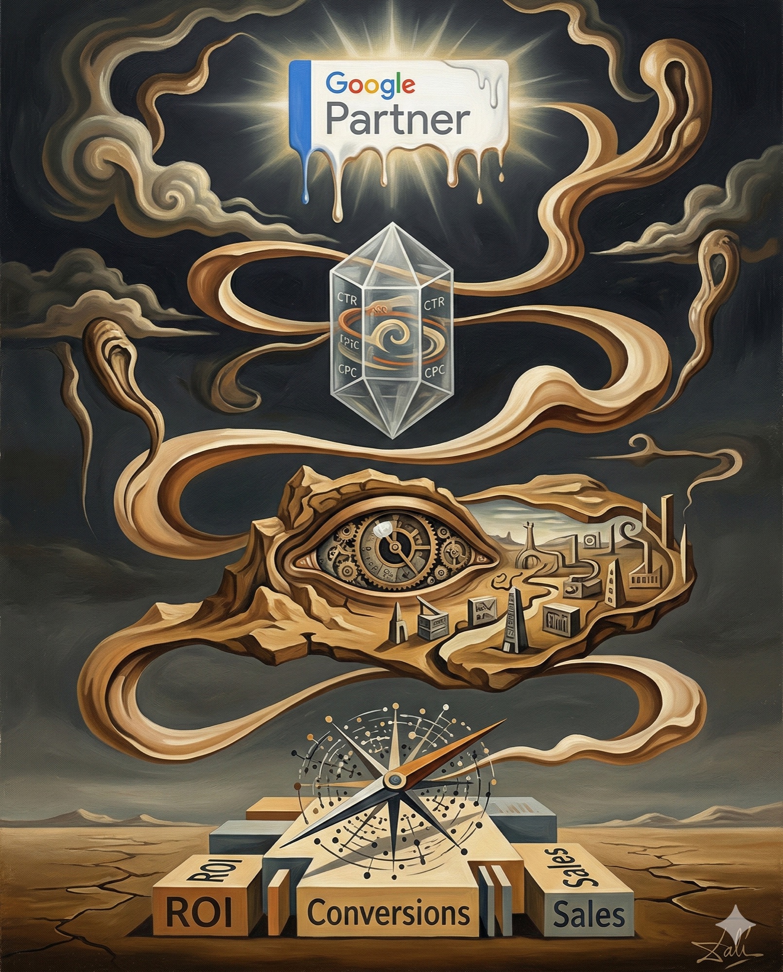 Checklist showing what to look for in a Google Ads agency with melting Partner badge
