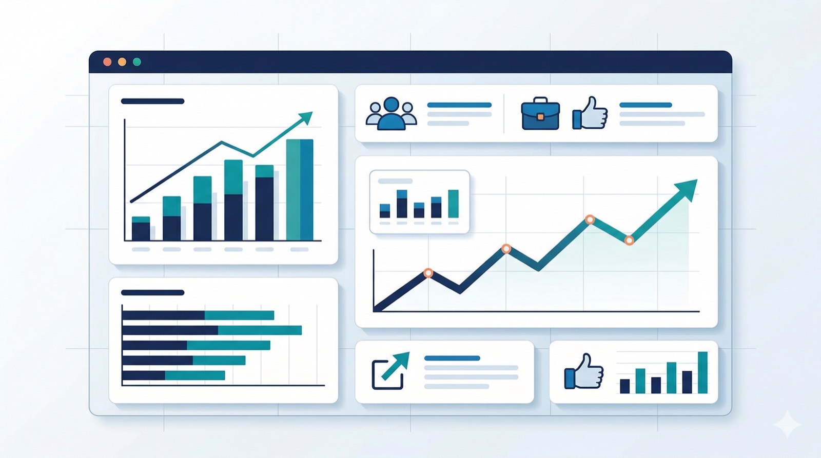 LinkedIn marketing benchmarks dashboard showing click through rate metrics and engagement data